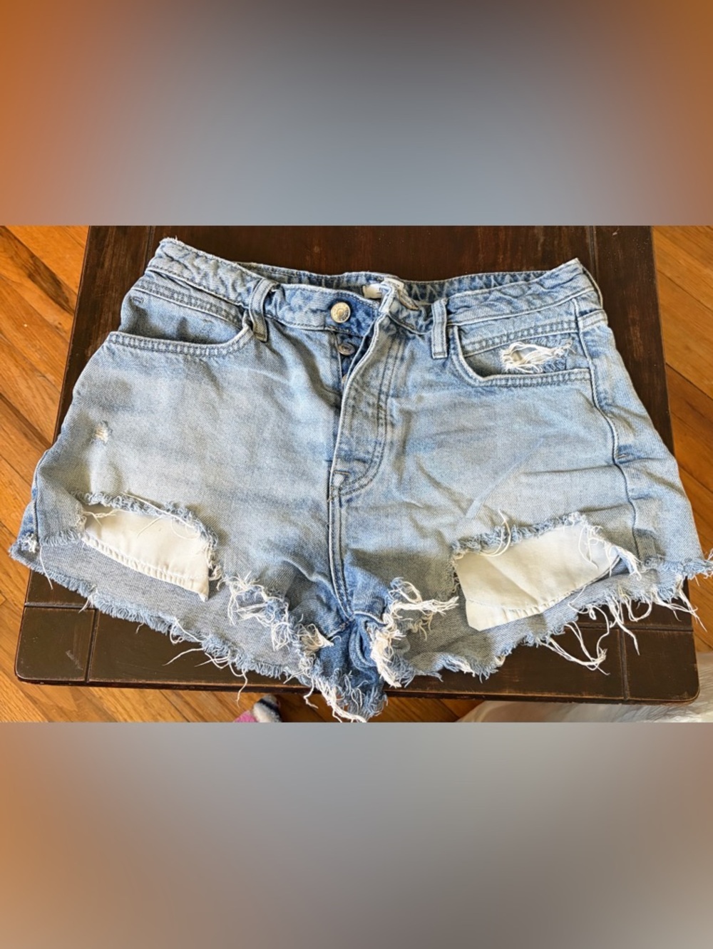 Forever 21 Light Wash Distressed Denim Shorts